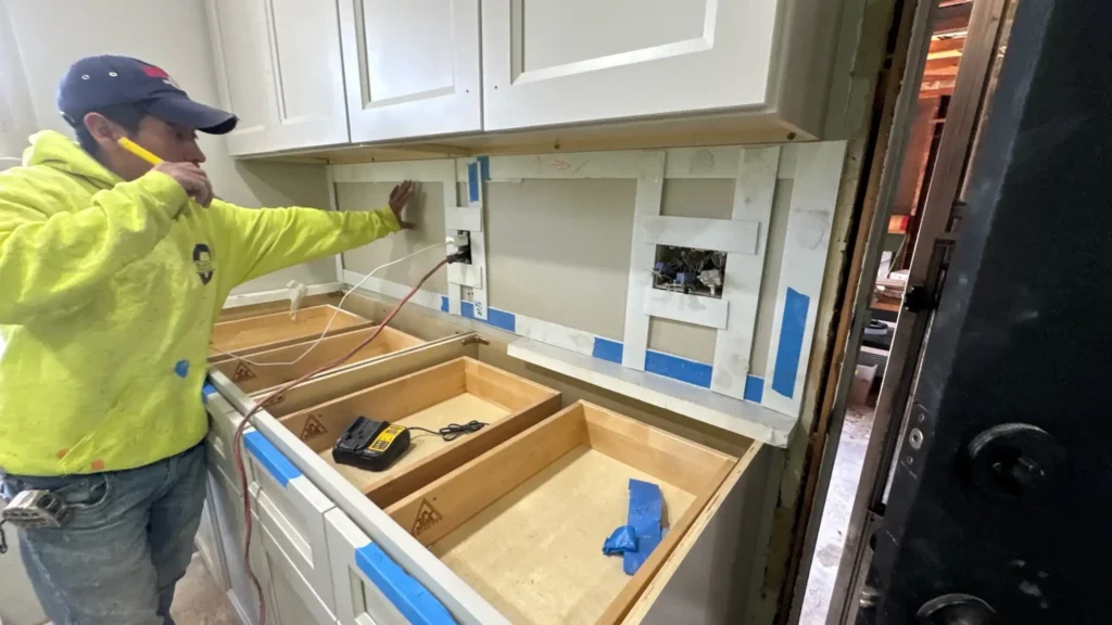 Kitchen update with new cabinets being finished